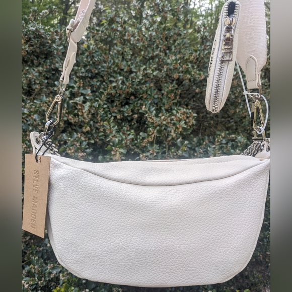 Steve Madden White Half Moon Sling Crossbody Bag With Matching Wallet. NWT. - Picture 2 of 16